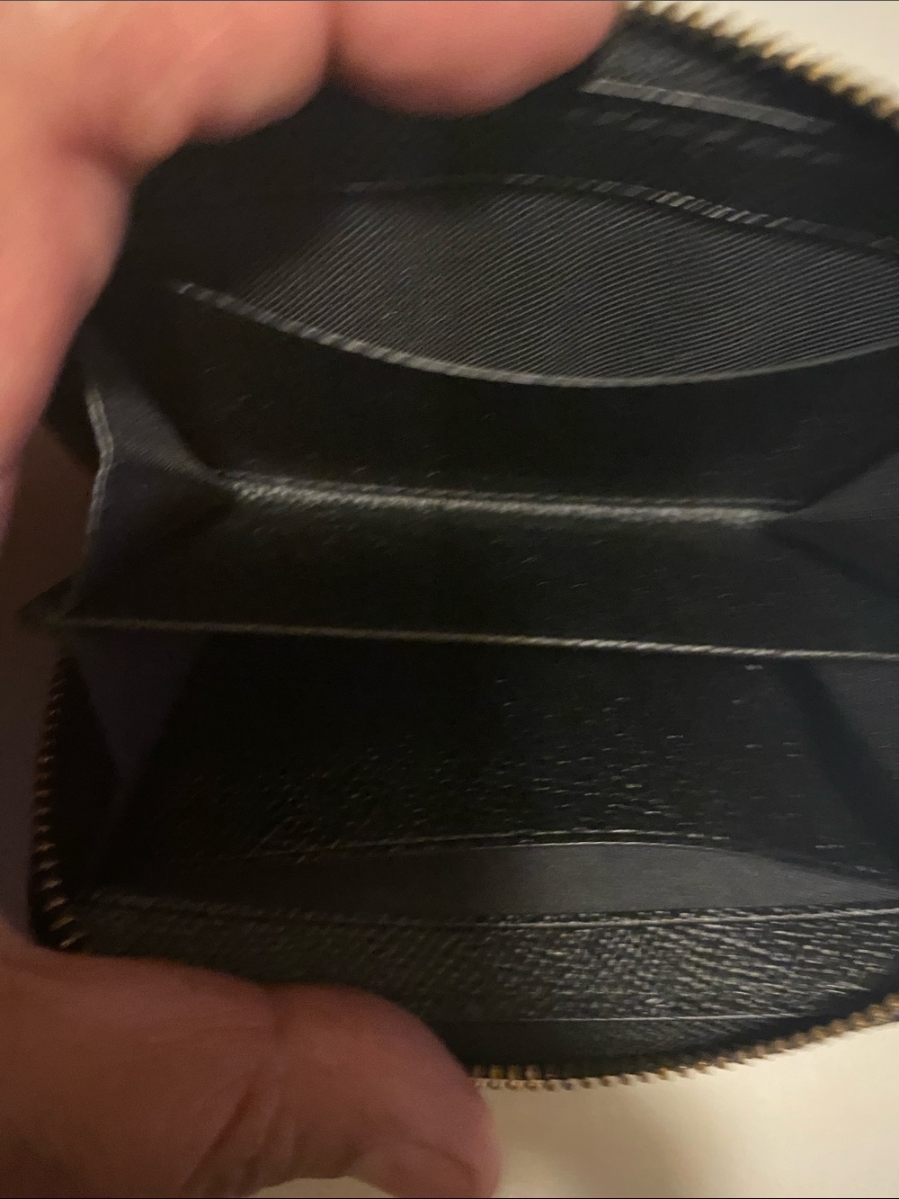 COACH Black Textured Leather Zip Card Holder with Gold Logo - Picture 2 of 6